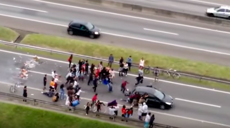 SHOCKING Video Of Car Running Over Protesters On Highway At High Speed